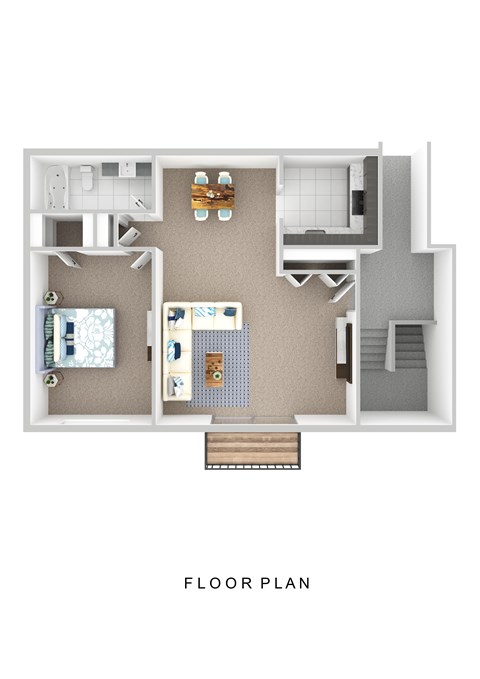 Floor plan for 1 bed, 1 bath, 780 sqft